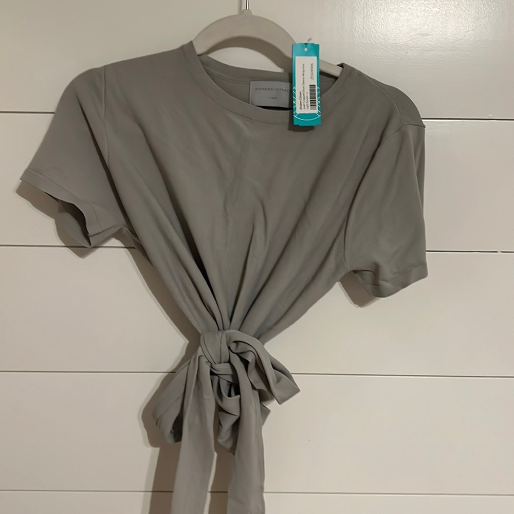 modern citizen Jude cropped short sleeve wrap knot light green size large